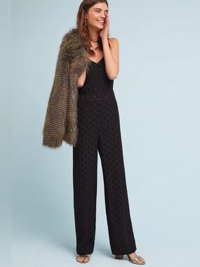 Anthropologie The Essential Polka Dot Jumpsuit Black Size 6 25857